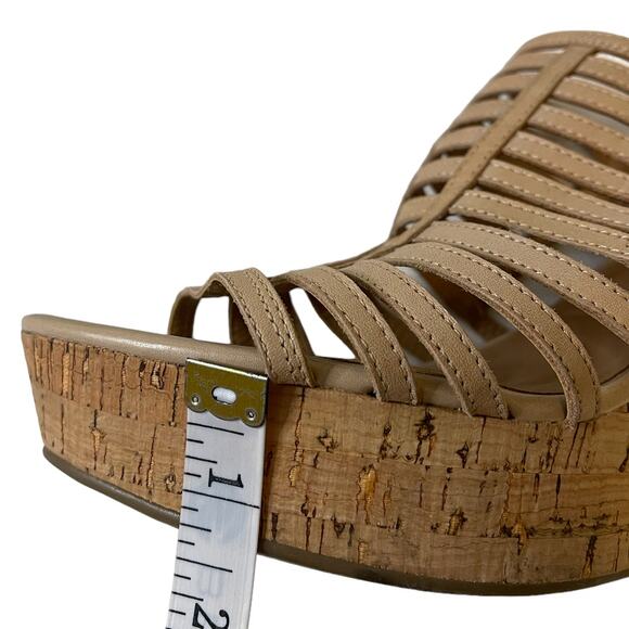 Franco Sarto Sombre Beige Leather Wedge Sandal Size 10 - Picture 9 of 11
